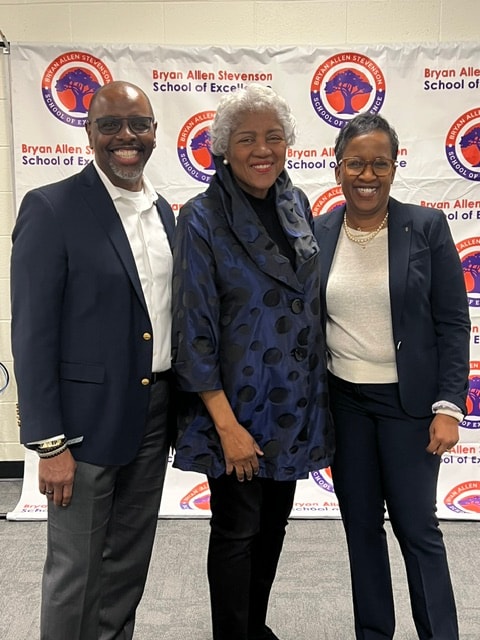 Dr. Barnes at the Bryan Allen Stevenson School of Excellence